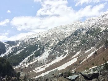 Scenic view of snow mountains against sky