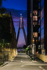 Illuminated street light at night