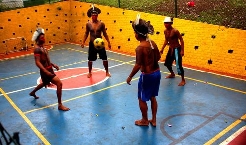 Group of people playing with ball