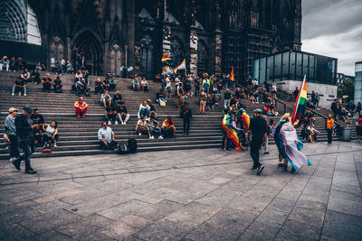 Group of people on street in city