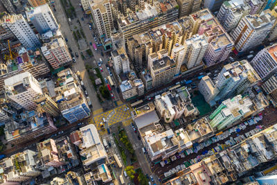 High angle view of buildings in city