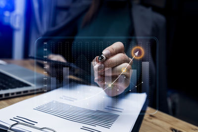 Man using laptop on table