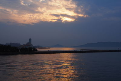 Scenic view of sea against sky during sunset