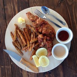 Directly above shot of food in plate