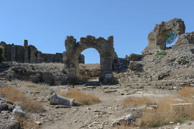 Old ruin building against clear sky