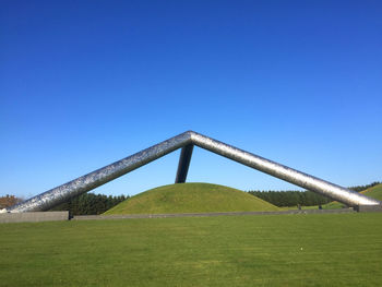 View of the tetra mound steel art installation at moerenuma park, sapporo, hokkaido 