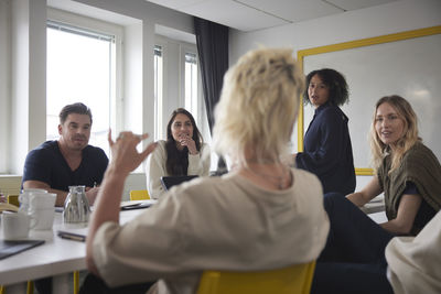 Diverse team having business meeting in conference room