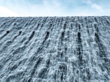 Giant artificial waterfall from dam