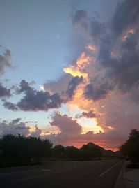 View of road at sunset