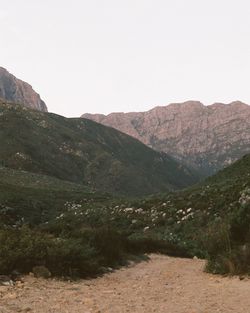 Scenic view of mountains against clear sky