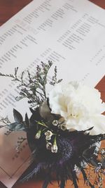 Close-up of flowers on paper