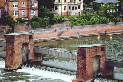 Bridge over dam in city