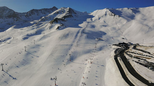 High angle view of snow covered mountain