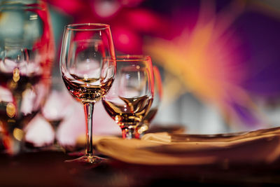 Luxury table settings for fine dining with and glassware, beautiful blurred  background. for events,