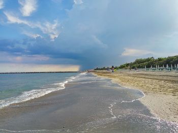 Scenic view of beach against sky