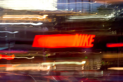 Blurred motion of train at night