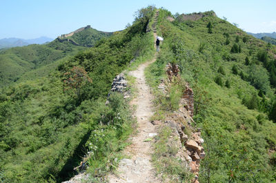 Hiker standing on mountain