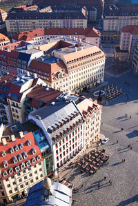 High angle view of buildings in city