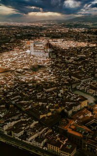 High angle view of buildings in city