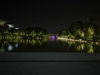 Scenic view of river against sky at night