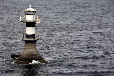 High angle view of a lighthouse in calm sea