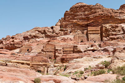 View of rock formation against clear sky