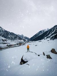 Snow covered mountain against sky