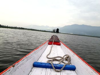 Nautical vessel on sea against sky