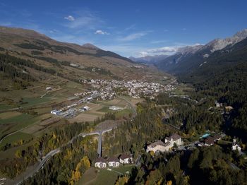 High angle view of landscape against sky