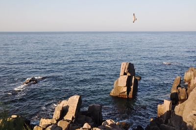 Scenic view of sea against clear sky