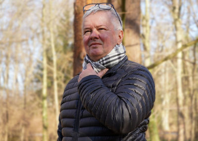 Portrait of man standing in winter