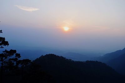 Scenic view of mountains during sunset