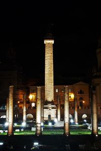 Illuminated building at night