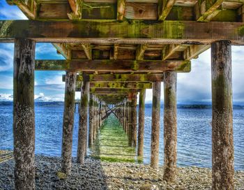 Pier on sea against sky