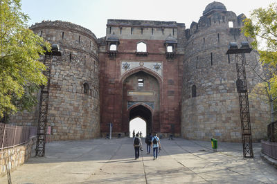 People in historic building