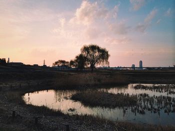 Scenic view of sea at sunset