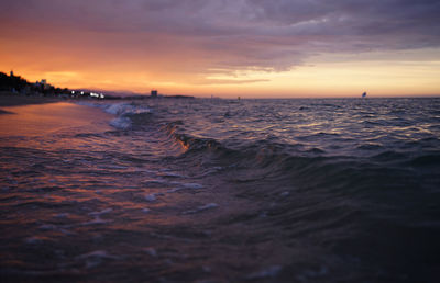 Scenic view of sea against sky during sunset