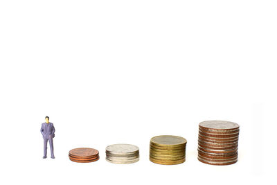 Stack of two people against white background