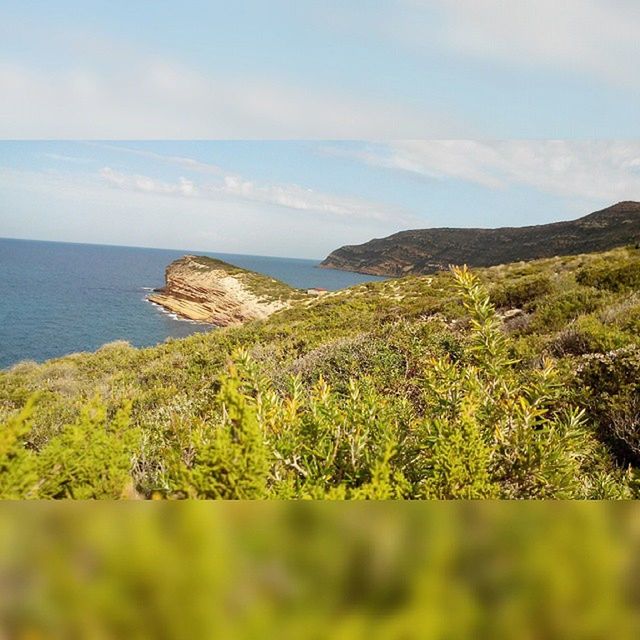 sea, tranquil scene, scenics, tranquility, beauty in nature, water, horizon over water, sky, nature, mountain, idyllic, landscape, green color, rock - object, cliff, rock formation, plant, non-urban scene, coastline, remote