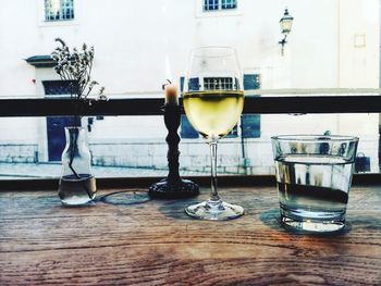 Close-up of wine glass on table