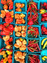 Full frame shot of multi colored vegetables for sale in market