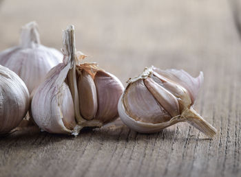 Close-up of garlic on table