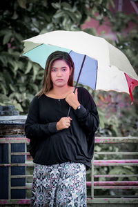 Portrait of woman holding umbrella