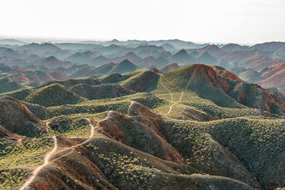 Aerial view of mountains against sky