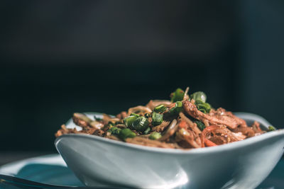 Close-up of rice in bowl on table