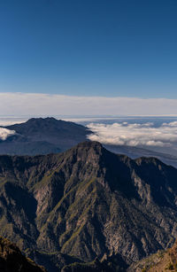 Scenic view of mountains against clear sky