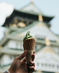 Close-up of woman holding ice cream