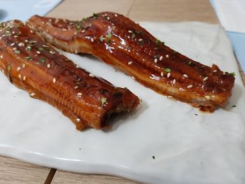 Close-up of dessert served in plate