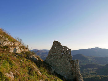 View of the fortress of tolfa, a beautiful lazio village in italy