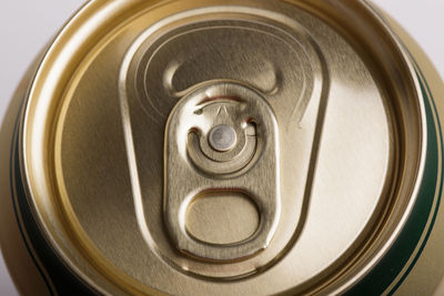 High angle view of drink on metal